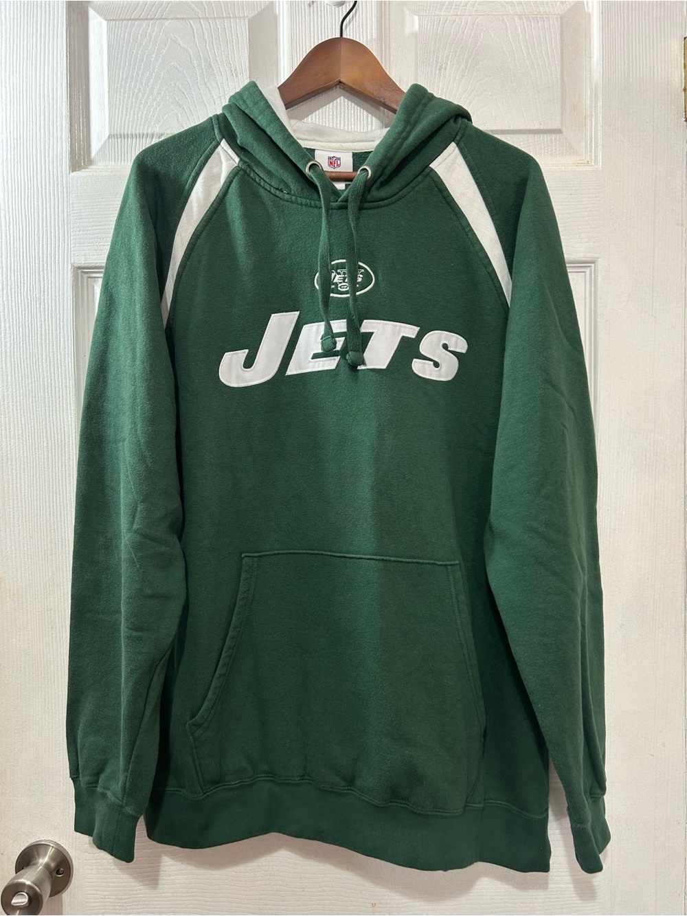Vintage NFL New York Jets Pullover Hoodie Men’s XL Green Embroidered Sweatshirt